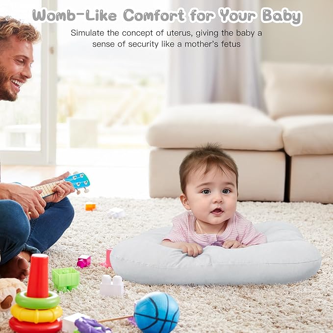 Baby Lounger for Newborn, Bionic Design Baby Lounger, Soft Organic Cotton Breathable Lounger for Infants 0-18 Months (Gray)-CubbioJoy