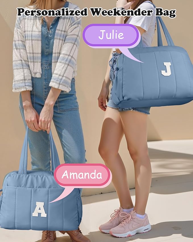 Birthday Gifts for Girl-Initial Duffle Bag, Yoga Bags for Women，Overnight Bag with Wet Pocket，Lightweight Work Bags Personalized Gym Tote with Makeup Pouch-CubbioJoy