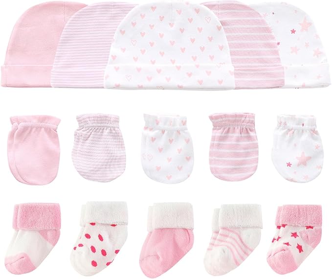 Baby Hats Mittens and Socks Set Cotton Newborn Hat Beanie Soft Infant Girls Boys Caps Gloves 0-6 month-CubbioJoy