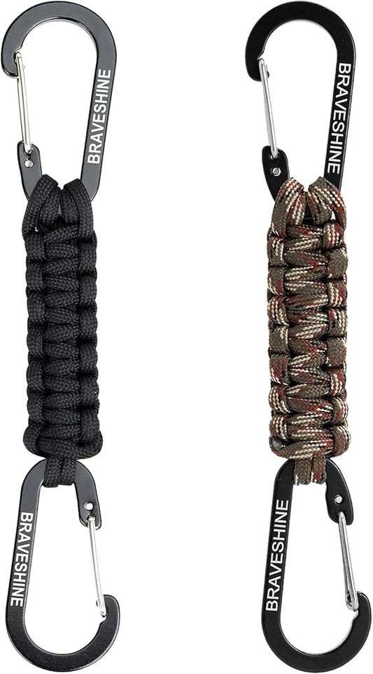 BRAVESHINE Paracord Keychain Carabiner Clip, D Ring Lanyard Hanger Stroller Hook for Water Bottle, Key, Backpacks, Men, Women-CubbioJoy