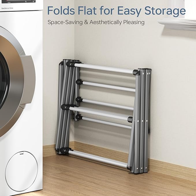 APEXCHASER Drying Rack Clothing, Clothes Drying Rack Foldable, Laundry Drying Rack Expandable, Small Clothe Hanger for Baby Clothes Towels Bibs, Socks, Clothes Airer for Indoor Outdoor Use, White/Grey-CubbioJoy