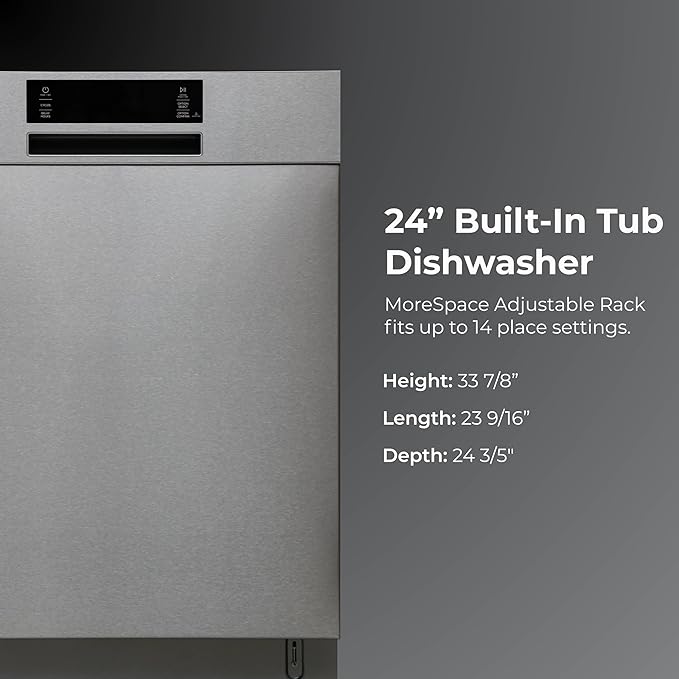 Kenmore 24" Built-in Stainless Steel Tub Dishwasher SmartWash, Smart Dry, and MoreSpace Adjustable Rack, Energy Star Certified, Fingerprint Resistant-CubbioJoy