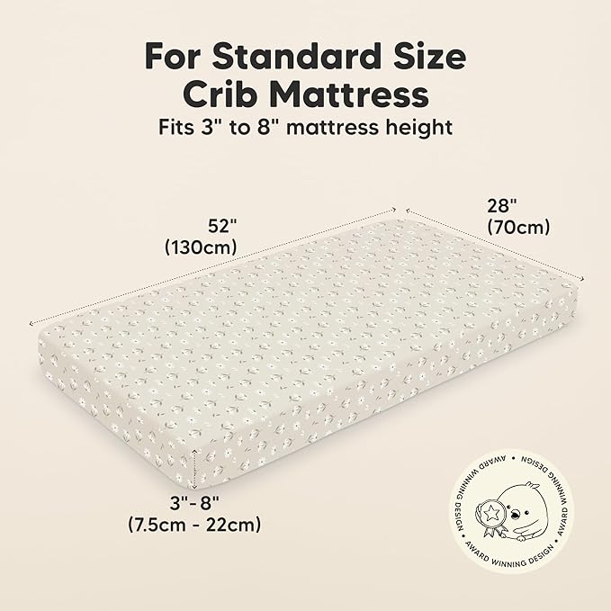 KeaBabies 2-Pack Organic Crib Sheets for Boys, Girls - 52x28 Fitted Crib Mattress Sheet Neutral, Breathable Jersey Cotton Cover for Baby Bed, Toddler Mattress, Soft & Cute Prints (Daisies)-CubbioJoy