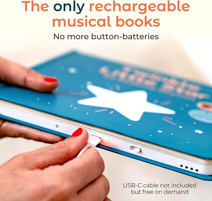 Cali's Books Twinkle Twinkle Little Star – USB-C Rechargeable Musical Book for 1-Year-Old | Sound Book for Toddlers 1-3 with Bedtime Lullabies – Nursery Rhymes Musical Book-CubbioJoy
