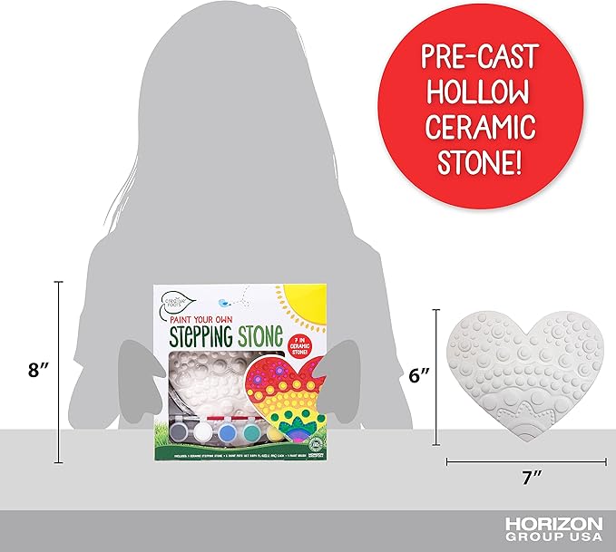 Creative Roots Mosaic Heart Stepping Stone, Includes 7-Inch Ceramic Stepping Stone & 6 Vibrant Paints, Mosaic Stepping Stone Kit, Paint Your Own, DIY Stepping Stone Kit for Kids Ages 8+-CubbioJoy