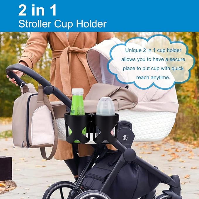 Accmor Universal Cup Holder, Stroller Cup Holder, 360° Rotatable Large Caliber Designed Bottle Holder for Stroller, Bike, Wheelchair, Walker, Scooter-CubbioJoy