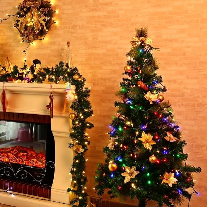 Brizled Mini Christmas Lights, 33ft 100 LED Christmas String Lights Connectable, UL Certified Energy Saving Xmas Tree Light for Indoor Outdoor Bedroom Wedding Party Xmas Tree Decoration, Warm White-CubbioJoy