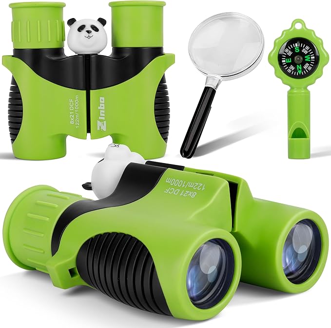 Binoculars for Kids, Toys for 3-12 Year Old Girls and Boys, Bird Watching Hiking 4 5 6 7 8 9 Year Old Girl Boy Christmas Birthday Gifts, Outdoor Toys for Kid Set with Magnifying Glass & Compass-CubbioJoy