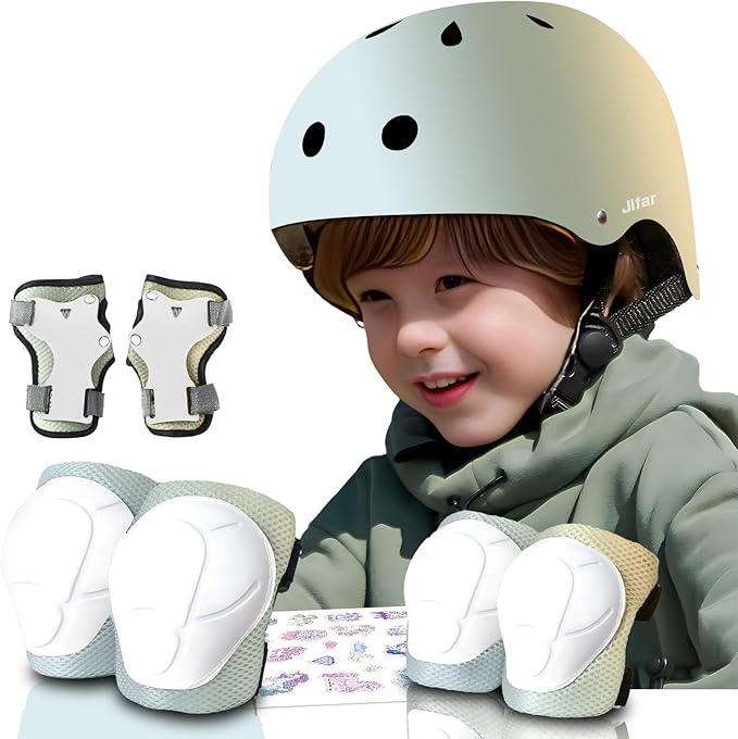 Adjustable Kids Bike Helmet with Knee & Elbow Pads Set, Color Gradient Design for Boys and Girls Aged 3-14+, for Skateboarding, Scooter, Roller & Inline Skating, Longboard-CubbioJoy