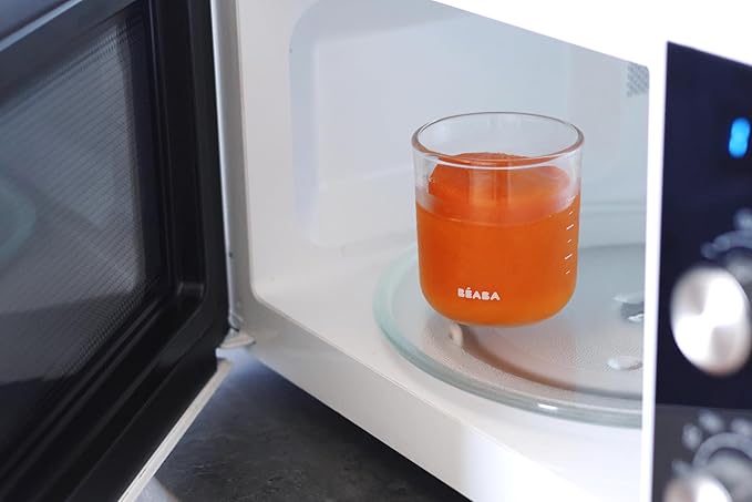 BEABA 6 Pack Glass Baby Food Jars with Soft Silicone Air Tight Lids, 8 oz Glass Storage Containers with Lids, Microwave and Freezer Safe Containers, Sunrise-CubbioJoy