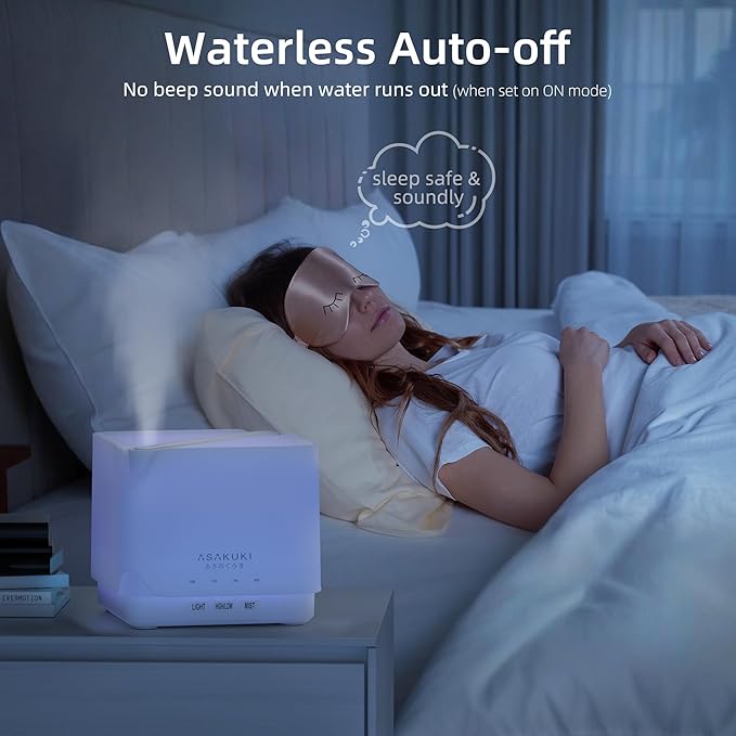 ASAKUKI Essential Oil Diffuser, Multifunctional Ultrasonic Aromatherapy Fragrant Oil Vaporizer Humidifier with Timer, Auto-Off Safety Switch, and 7 LED Light Colors, 700 ml (White)-CubbioJoy