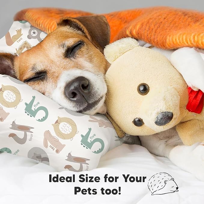 KeaBabies Toddler Pillow with Pillowcase, Jumbo 14X20 - Soft Organic Cotton Toddler Pillows for Sleeping - Machine Washable - Perfect for Travel, Toddler Bed Set (Wild Count)-CubbioJoy