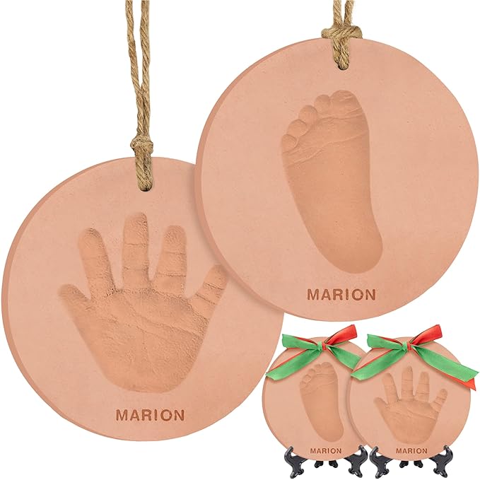 Baby Hand and Footprint Kit Girls, Boys - Personalized Baby Footprint Ornament Kit, Newborn Keepsake Gifts for New Mom, Easy to Use Handprint Makers, Cute Shower Gifts (Squash,Multi-Colored)-CubbioJoy