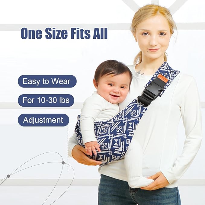 Baby Sling Carrier,Baby Sling,Toddler Carrier,Adjustable and Non-Slip Hip Seat Carriers Carrying 10-30 lbs(Blue Sailboat)-CubbioJoy