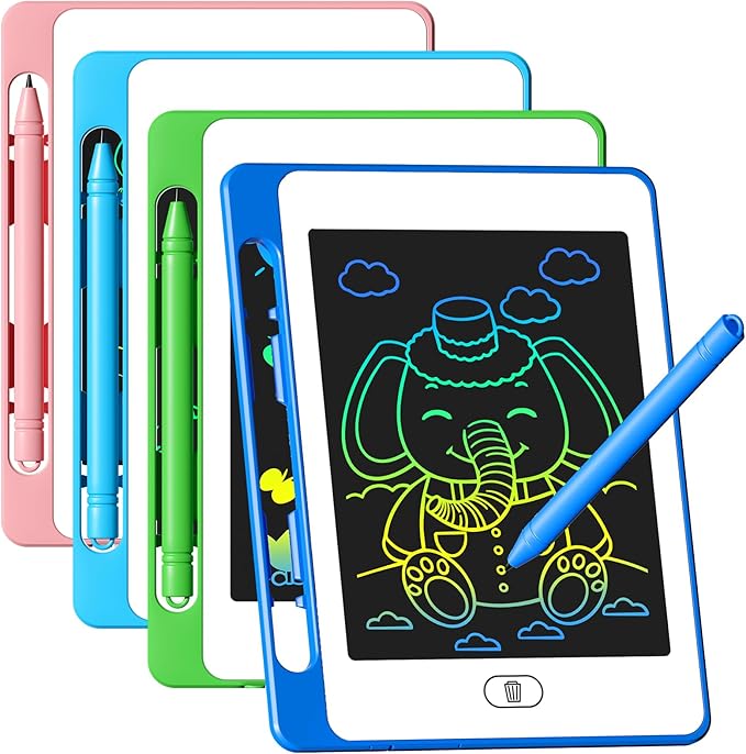4 Pack LCD Writing Tablet for Kids, 6.5 Inch Colorful Doodle Board Drawing Tablet, Erasable Reusable Electronic Drawing Pads, Educational Learning Toys Birthday Gifts for Girls Boys Age 3 4 5 6 7 8-CubbioJoy