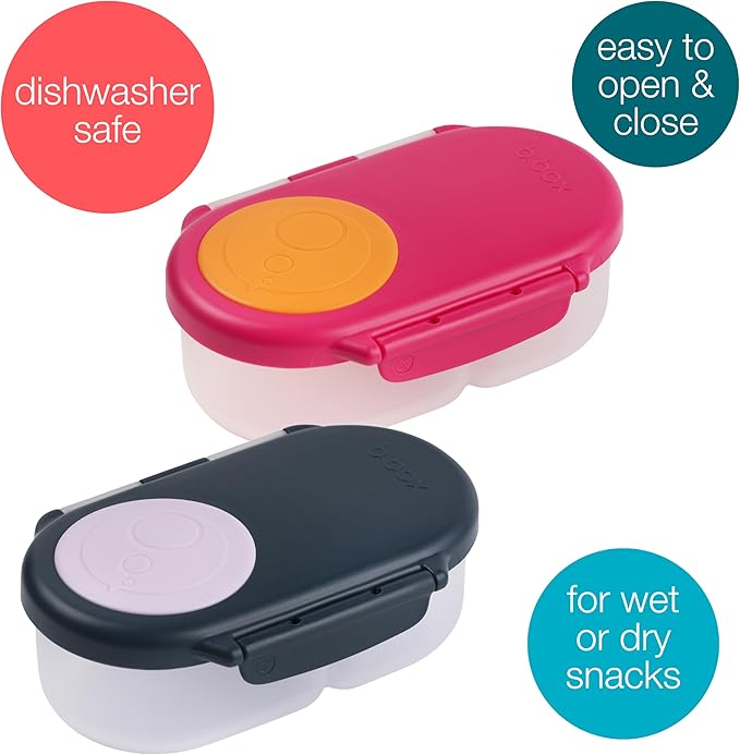 b.box Snack Box (2-pack) Reusable Snack Containers with Lids – Bento Box for Kids & Toddlers, Leakproof Lunch Box, BPA-Free and Dishwasher Safe Snack Container (S'shake + Indigo Rose, 1 3/4 Cup)-CubbioJoy