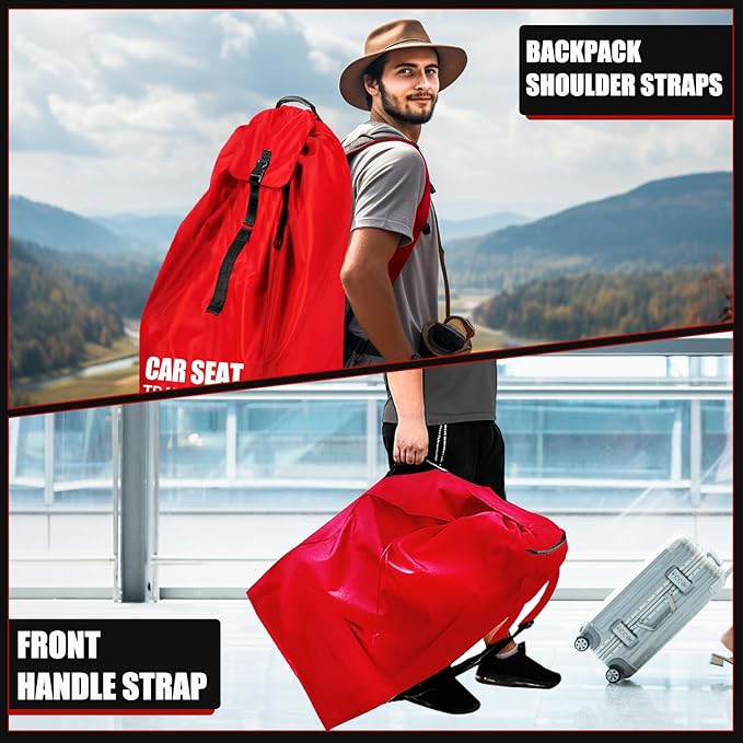 Car Seat Travel Bag for Airplane, Large Car Seat Bags for Air Travel with Comfort Padded Straps, Gate Check Storage Bag/Backpack for Carseat Airport, Carseat Cover Travel - Baby Travel Essential-CubbioJoy