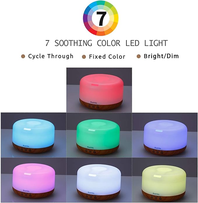 BlueHills Premium 1000 ML XL Essential Oil Diffuser Aromatherapy Humidifier with Remote Timer for Large Room Home 18 Hour Run Huge Coverage Area 1 Liter Mood Light Extra Large Capacity Wood Grain D004-CubbioJoy