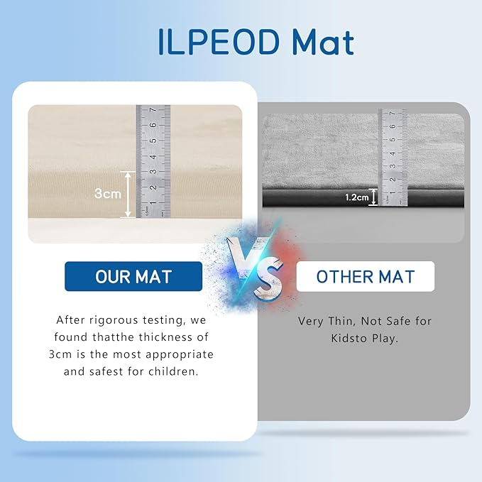 Baby Play Mat for Floor Tummy Time Mat Nursery Rug Muscle Area Rug Playroom Tatami 79"x138" Memory Foam 1.3" Thick Crawling For Babies,Toddlers, Infants, Kids,Floor(Beige)-CubbioJoy