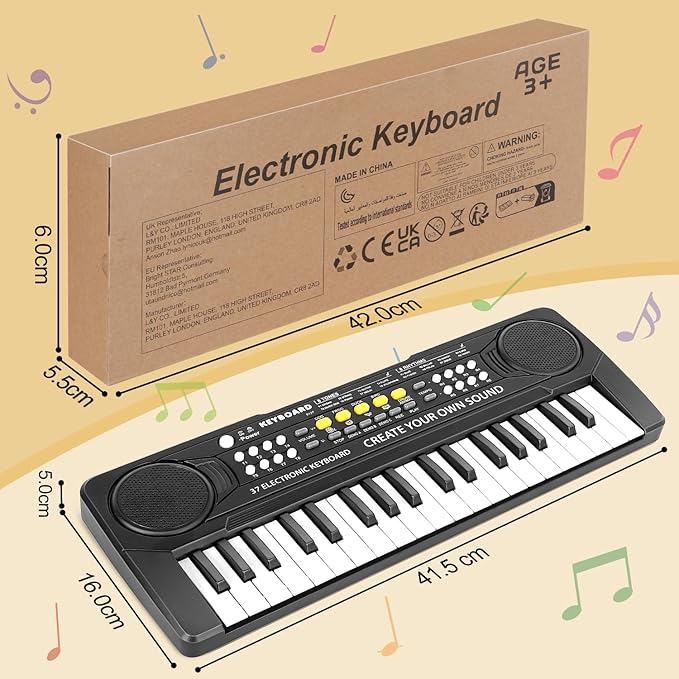 Kid Keyboard Piano - 37 Keys Piano Toys for Kids Beginners Electronic Pianos with Microphone Educational Musical Toy for 3 4 5 6 7 8 Year Old Boys Girls Gift-CubbioJoy