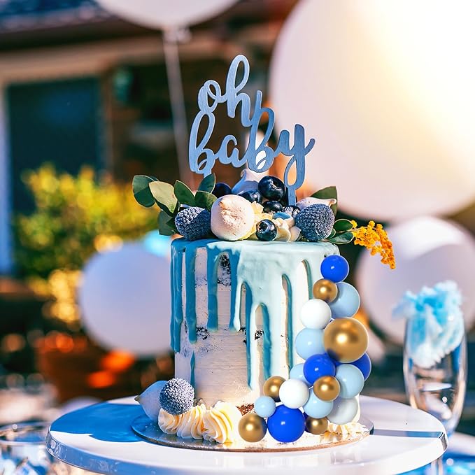 75 Pieces Cake Balls Topper Decorations Foam Cupcake Topper Mini Balloon Cake Topper Balls Cake Picks for Cake Deco Birthday Party Wedding（Dark Blue,Blue, Gold, White）-CubbioJoy