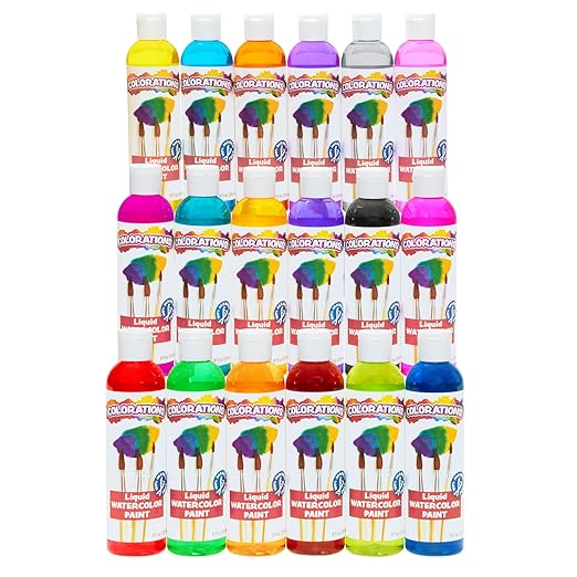 Colorations LW18 Liquid Watercolor Paint, 8 fl oz, Set of 18, Non-Toxic, Painting, Kids, Craft, Hobby, Fun, Water Color, Posters, Cool effects, Versatile, Gift-CubbioJoy