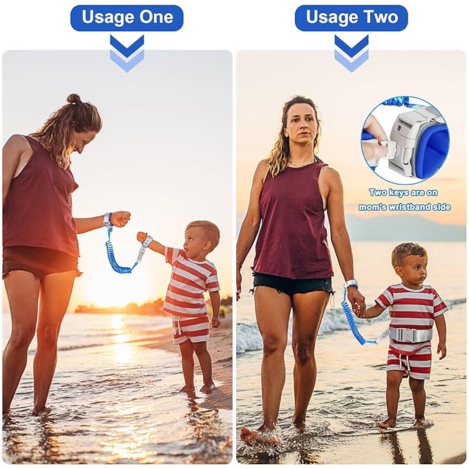 Accmor Toddler Leash with Reflective Baby Anti Lost Wrist Link, 2 in 1 Kids Walking Harnesses Belt Leashes with Key Lock for Boys Age 1-4, Keep Child Close Wristband Rope Tether for Outdoor Travel-CubbioJoy