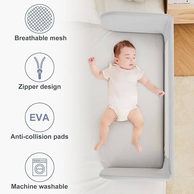 Ciilee Baby Bed Rail for Toddlers Extra Large 72.83" L Kids Rails Guard for Twin, Full, Queen, King Bed Adjustable Children Side Railing Safety Bedrail Foldable Barandas para Camas de Niños (Grey-CubbioJoy