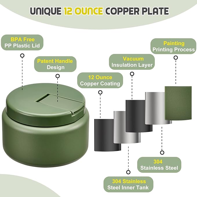 13.5oz Soup Thermo for Hot Food Kids with Buckle Lid Insulated Vacuum Food Jar Wide Mouth Leakproof Stainless Steel Lunch Container (Green)-CubbioJoy