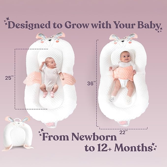 Infant Support Pillow with Adjustable Side Panels - Portable Cushion with Milestone Circles for 0-12 Months - Pink-CubbioJoy