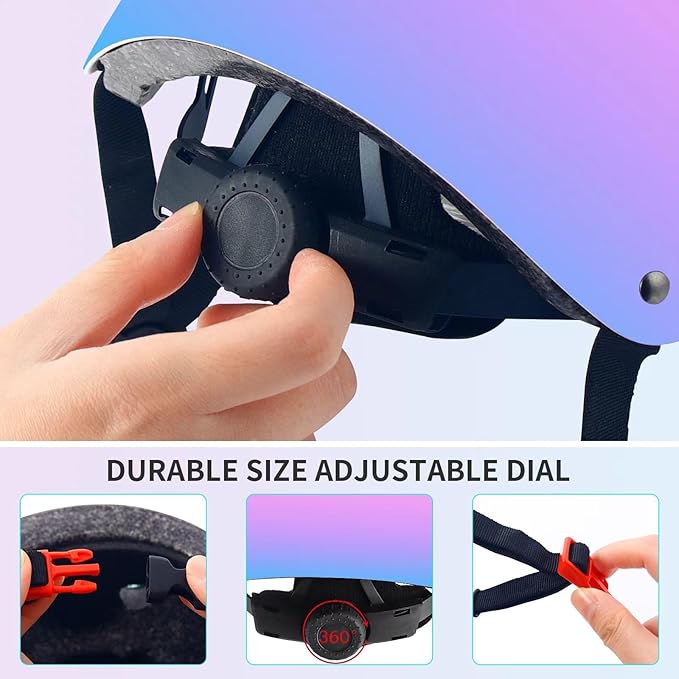 Adjustable Kids Bike Helmet with Knee & Elbow Pads Set, Color Gradient Design for Boys and Girls Aged 3-14+, for Skateboarding, Scooter, Roller & Inline Skating, Longboard-CubbioJoy