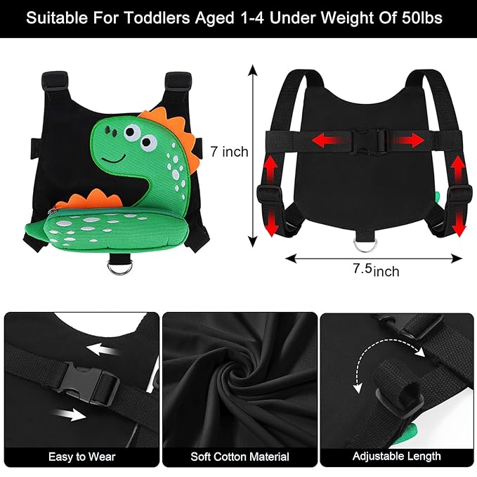 Accmor Toddler Harness Leash + Anti Lost Wrist Link, Cute Dinosaur Kids Leash Walking Harness, Baby Leashes for Toddlers, Child Harness Leash Wristband Assistant Strap Belt for Boys Girls Outdoor-CubbioJoy
