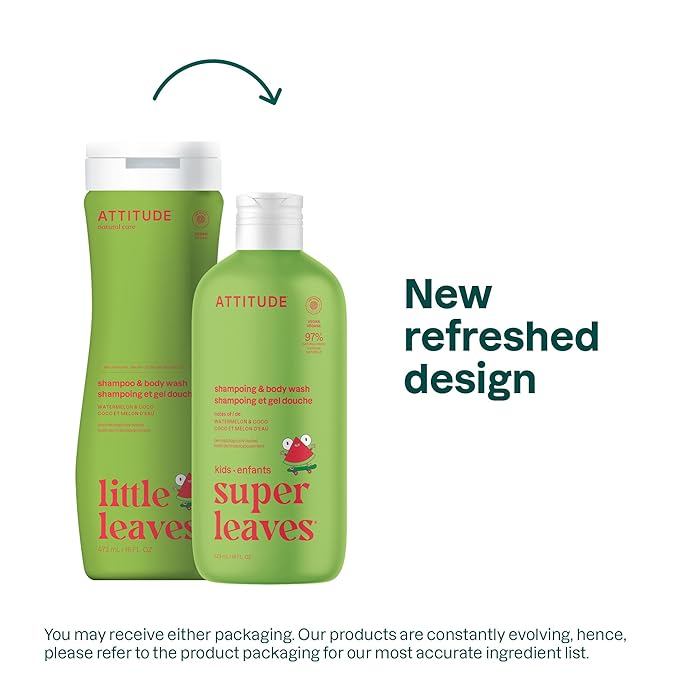 ATTITUDE Shampoo and Body Wash for Kids, EWG Verified, Dermatologically Tested, Plant- and Mineral-Based Ingredients, Vegan and Cruelty-Free, Watermelon and Coco, 16 Fl Oz-CubbioJoy