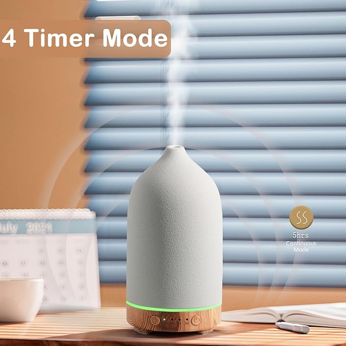 Diffuserlove Ceramic Essential Oil Diffuser for Room, Home, Bedroom - Aromatherapy Air Diffuser With Yellow Wood Pattern Base-CubbioJoy