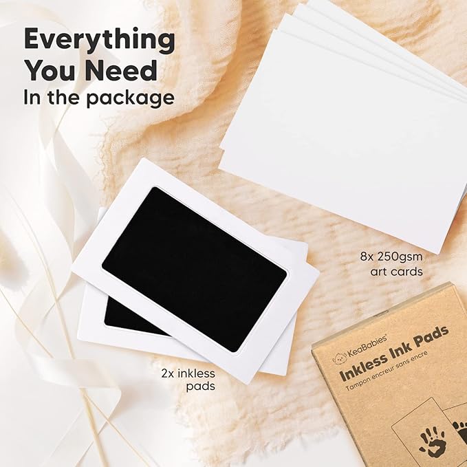 2-Pack Inkless Baby Hand and Footprint Kit - Mess Free Ink Pad for Newborn Keepsake, Dog Nose & Paw Print Kit, Clean Touch Ink Pad for Baby Hand & Footprints, Ideal New Mom Gifts (Jet Black)-CubbioJoy