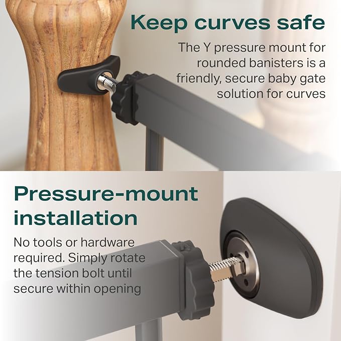 Cumbor 2 Pack 29.7-40.6" Baby Gate for Stairs, Mom's Choice Awards Winner-Dog Gate for Doorways, Pressure Mounted Self Closing Pet Gates for Dogs Indoor, Safety Child Gate with Easy Walk Thru Door-CubbioJoy