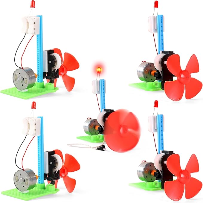 5 Bulk STEM Generator Kits for Kids, DC Motor Science Experiments, Engineering Building Projects Activities STEAM Toys, Class Educational Learning Classroom Activity, Free Energy Hand Generators Kit-CubbioJoy