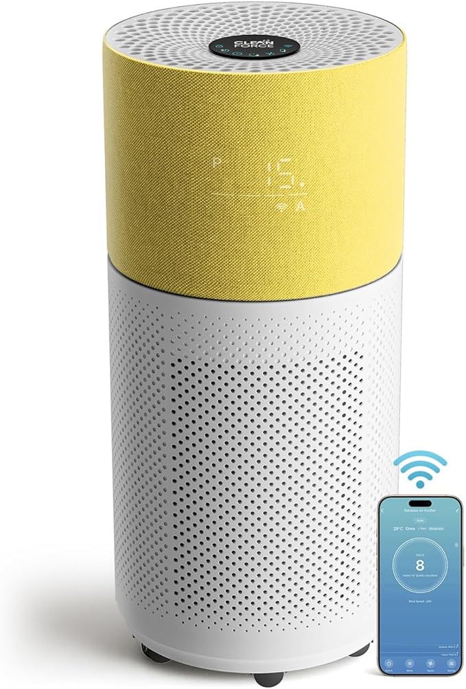 CleanForce Rainbow H13 True HEPA Air Purifier for Home Large Room, Bedroom, up to 2550sqft, Smart App-Control air Quality Monitor, Filters dust Pollen Smoke Odor VOCs-CubbioJoy