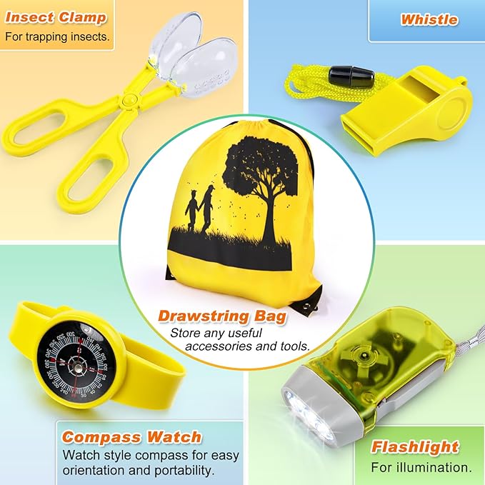 Bug Catcher Kit & Outdoor Explorer Kit for Kids, 10 Pcs Bug Catching Kit with Toy Cage, Backpack, Flashlight, Manifying Glass, Toy Net, Outdoor Exploration Toys Gift for Boys Girls 3-12-CubbioJoy