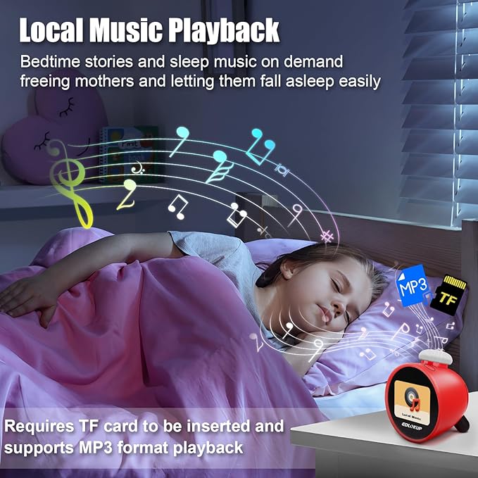 Kids Alarm Clock, Ok to Wake Clock for Kids, Sleep Trainer Clock for Toddler, Adorable Digital Alarm Clock, AI Voice Clock with Chat and 12 White Noise Sound Machine, Time Management Gift for Children-CubbioJoy