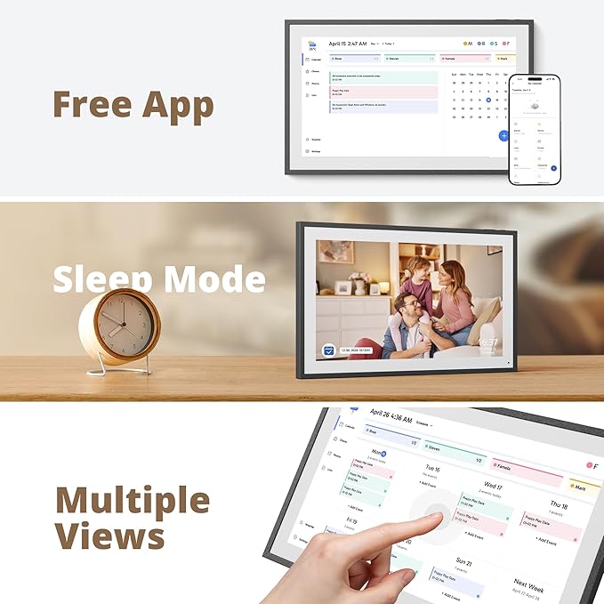 Dragon Touch 15.6" Digital Calendar Chore Chart – 1080P Full HD Interactive Touchscreen, Smart Family Planner, Hearth Display Digital Calendar Wall & Desk Mountable for Seamless Scheduling Black-CubbioJoy