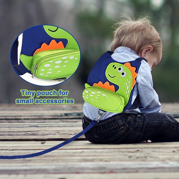 Accmor Toddler Harness Leash, Cute Dinosaur Kids Harness Children Leash with Anti Lost Wrist Link for Outdoor Travel, Adorable Child Leash Walking Harness Wristband Assistant Strap for Baby Ages1-4-CubbioJoy