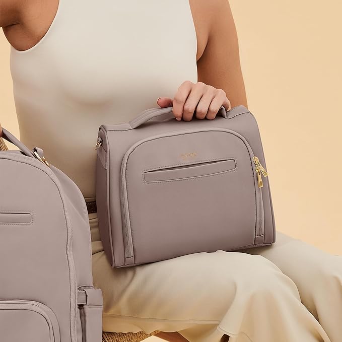 JuJuBe New Insulated Bottle Bag, Breastmilk Storage Bag for Baby Bottles, Insulated Waterproof Lunch Bag or Cooler Bag for Nursing, Milk, Food, Baby Formula, Snacks, Daycare, Taupe, Mother's Day Gift-CubbioJoy