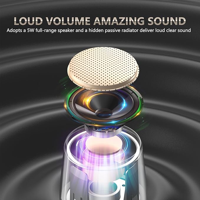 INSMY Small Bluetooth Speaker, Waterproof Mini Portable Wireless Speaker, Punchy Bass Rich Audio Stereo Pairing, Handheld Pocket Size,Built in Mic for Hiking Biking Gift Laptop Tablet (Gold)-CubbioJoy