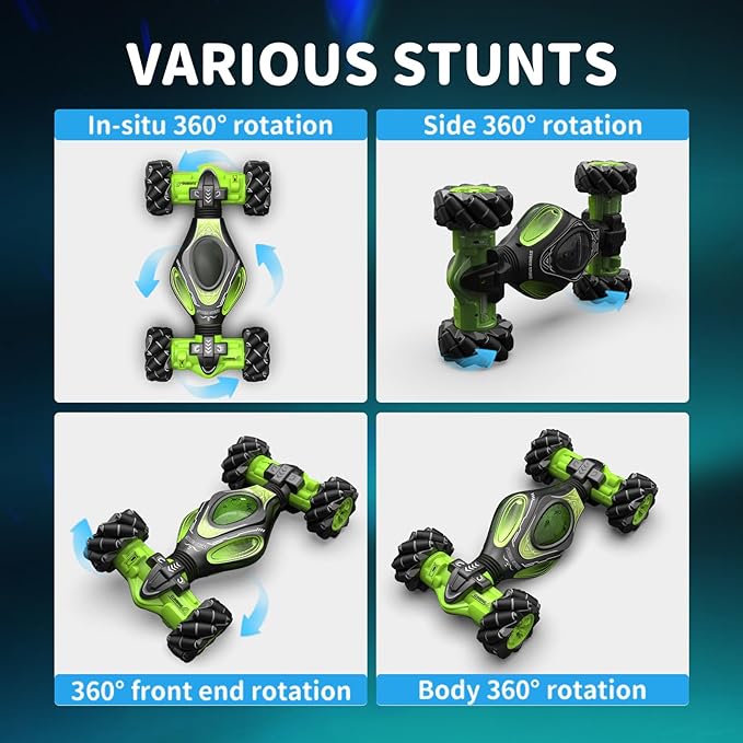 1:12 Hand Gesture Sensing Rc Stunt Car Large Drifting Rc Car with Watch Hand Controlled Twist Cars Offroad 360° Rotation with Lights Music, Birthday Xmas Gifts for Boys Adults Kids-CubbioJoy