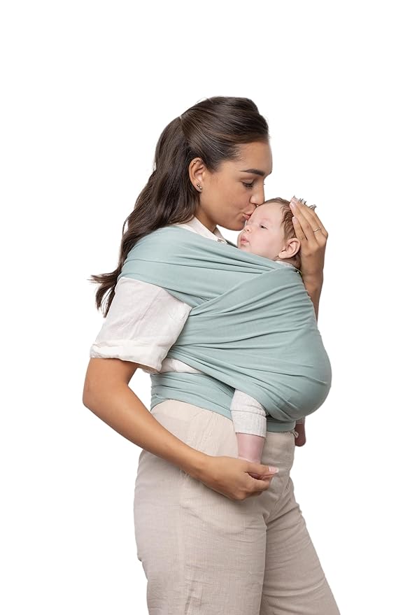 Boba Baby Wrap Carrier - Original Baby Carrier Wrap Sling for Newborns - Baby Wearing Essentials - Newborn Wrap Swaddle Holder, Newborn to Toddler Infant Sling (Serenity Sea Mist)-CubbioJoy