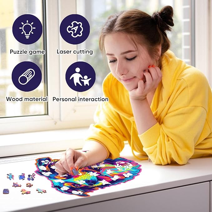 Australian Shepherd Dogs Wooden Puzzle 500pcs Stained Colorful Art Painting Wooden Puzzle for Kids Adults, Birthday Mother's Father's Day Christmas for Dad Mom Son Daughter(14.9 * 17.1in)-CubbioJoy