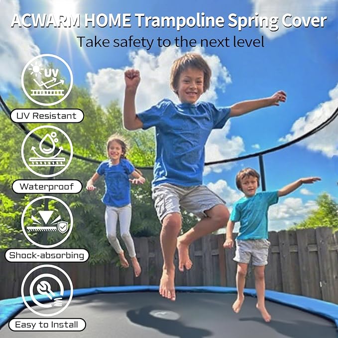 16FT/15FT/14FT/12FT/10FT Trampoline Safety Pad Replacement, Round Trampoline Spring Protection Cover, Fits 16FT/15FT/14FT/12FT/10FT Frames, Water-Resistant Trampoline Accessories-CubbioJoy