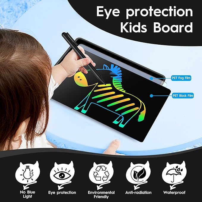 15 Inch LCD Writing Tablet for Kids, Large Kids Drawing Pad, Rechargeable Drawing Tablets, Drawing Supplies Toys Gifts for 3-8 Year Old Girls Boys, Black Drawing Board-CubbioJoy