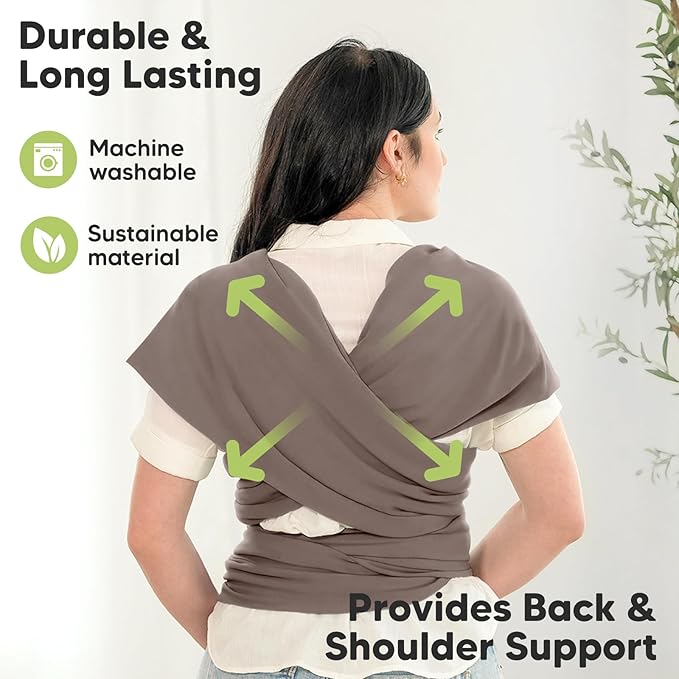 KeaBabies Baby Wrap Carrier - All in 1 Original Baby Carrier Newborn to Toddler Sling, Easy to Wear, Hands Free Bonding, Lightweight, Breathable Infant Wraps (Copper Gray)-CubbioJoy